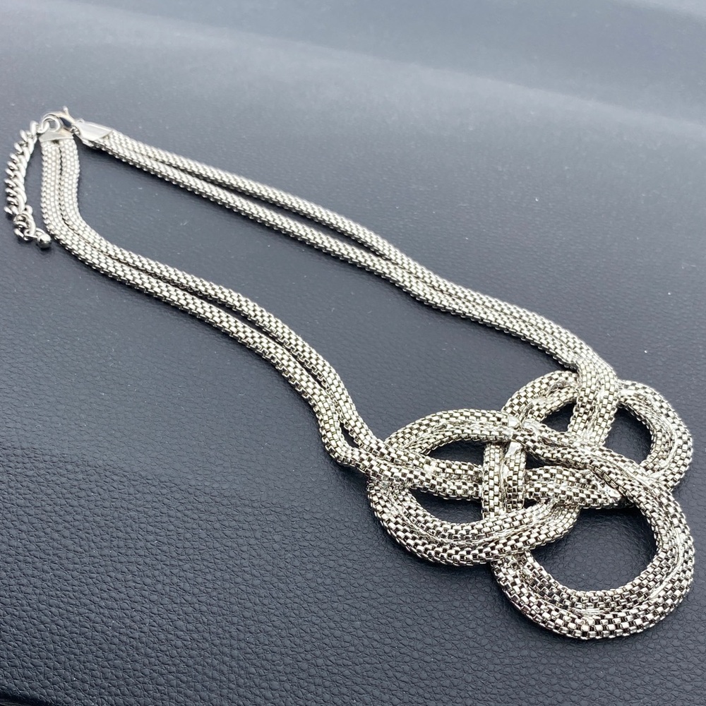 Elegant Silver Knot Necklace
